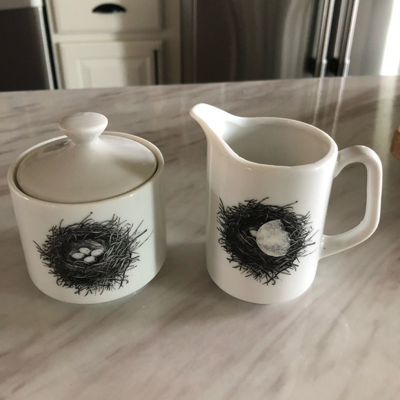 VINTAGE SET PORCELAIN BIRDNEST DESIGN COFFEE SET - Picture 4 of 11